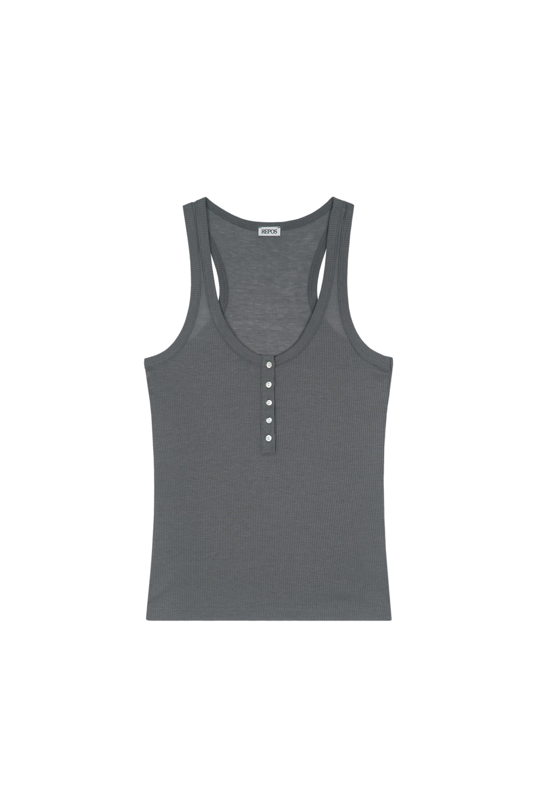 리포스 HENLEY RIBBED TANK TOP (CHARCOAL) 상품 이미지 1