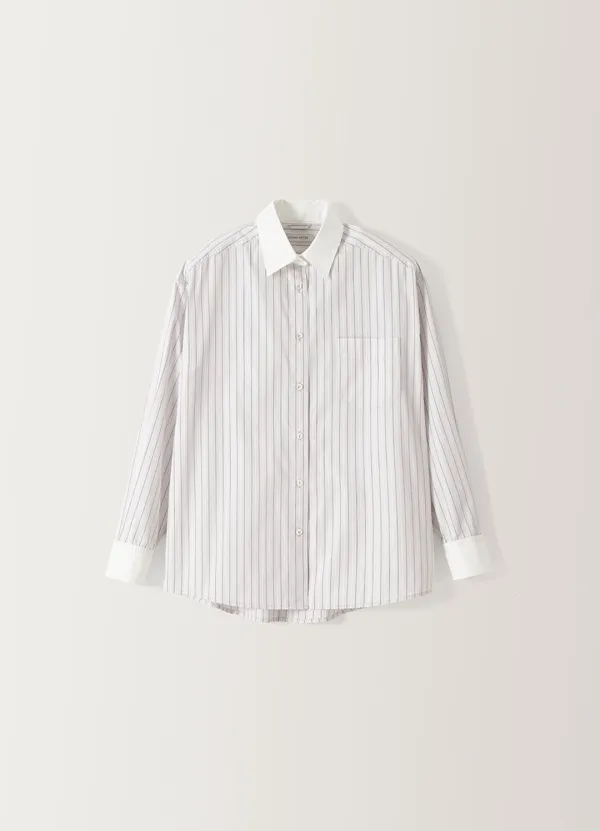 2ND / Henry stripe shirt (Gray)