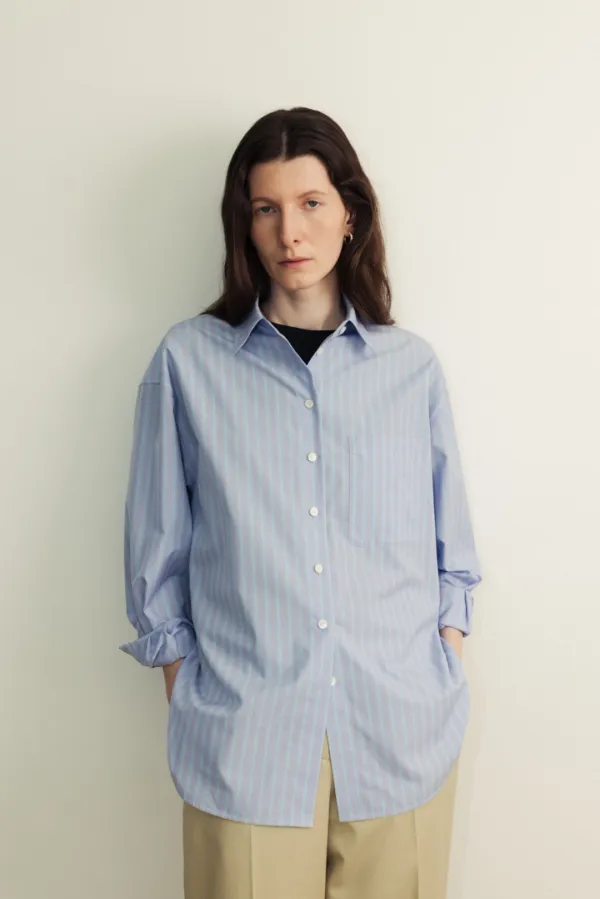 Supima cotton stripe Shirts_blue