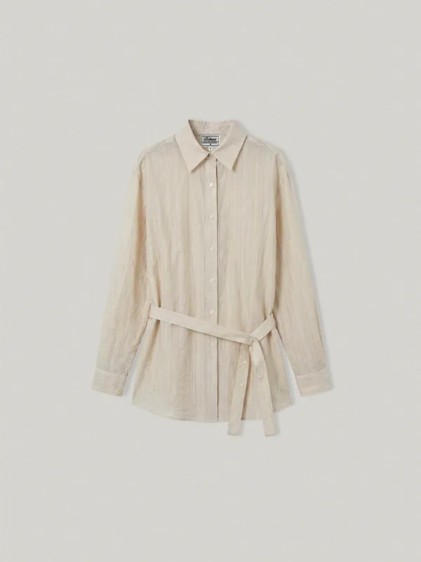 VEIL SHEER LONG SHIRT - BEIGE베일 시어 롱 셔츠