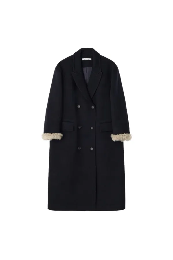 Fur trimming coat - Charcoal