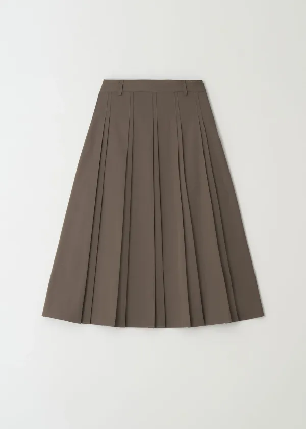 Pintuck Pleats Midi Skirt(Brown)