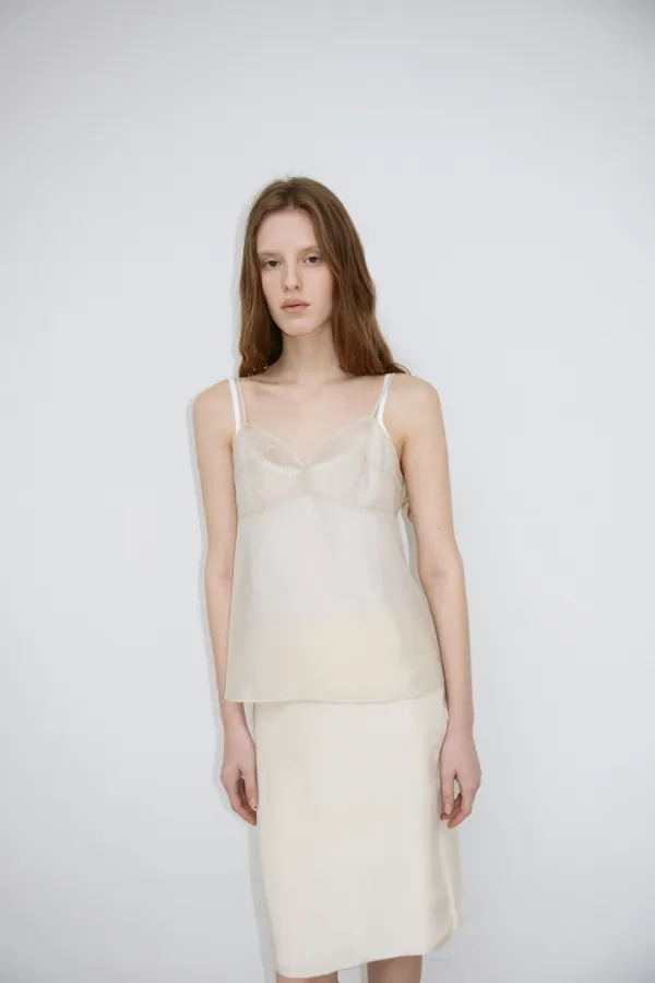 Sheer Bustier Slip Top (Light Beige / Deep Khaki / Black)