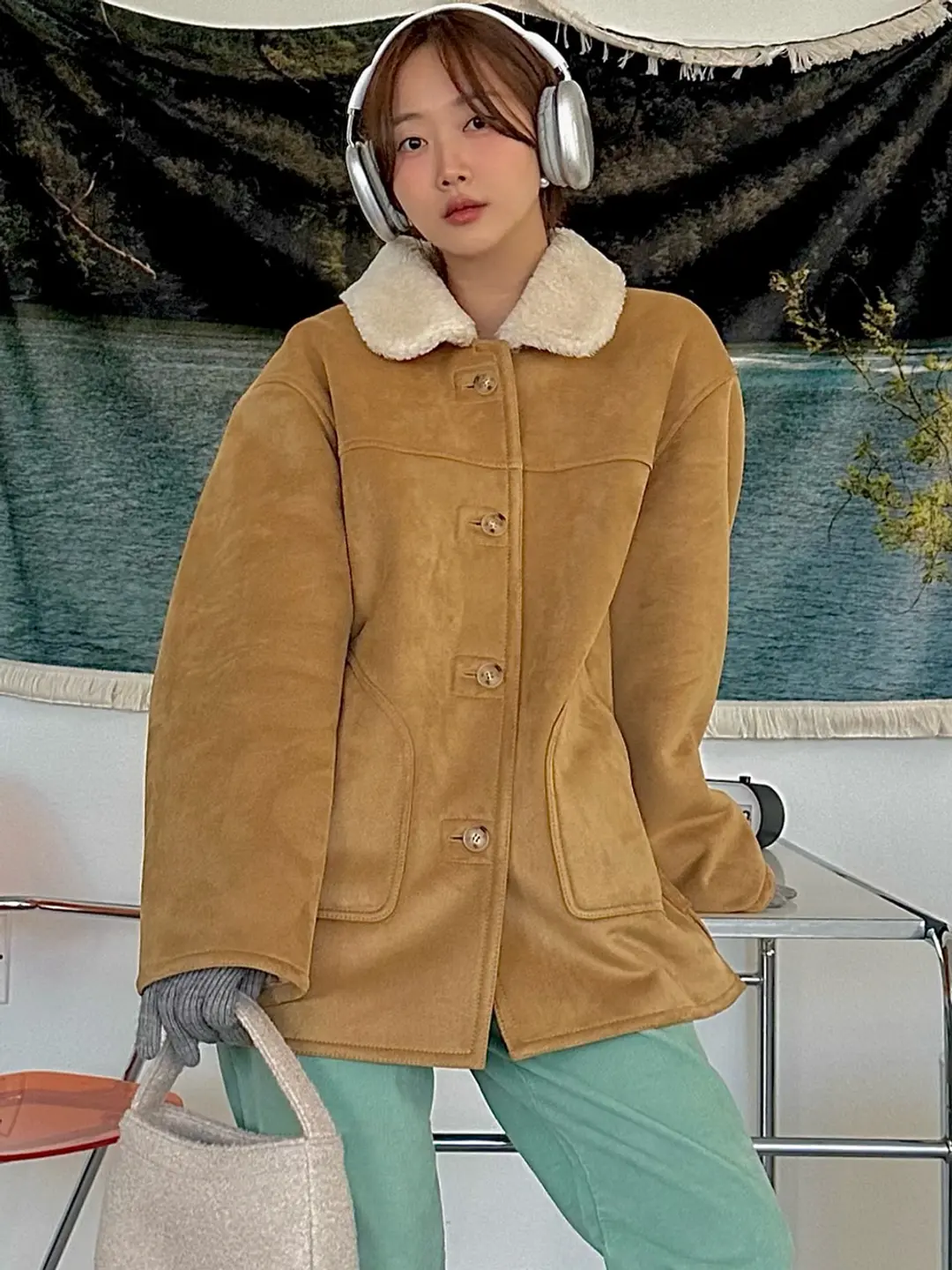 노운베러 Bake wool collar suede mustang_Beige - 노운베러 상품 이미지 2