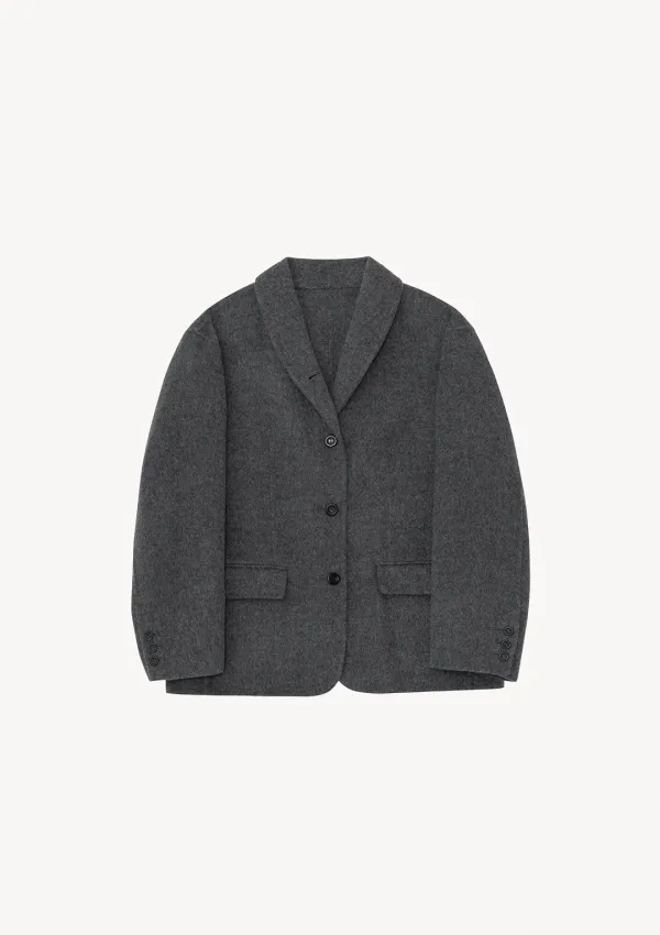 Shawl Collar Handmade Jacket in Gray