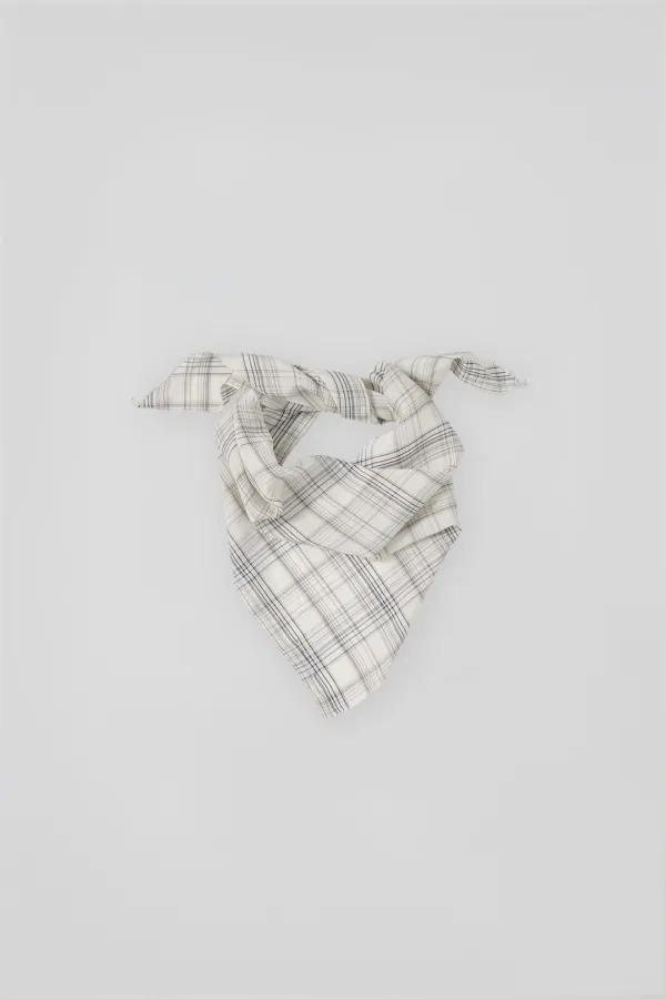 T/T Harvest check scarf (cream)
