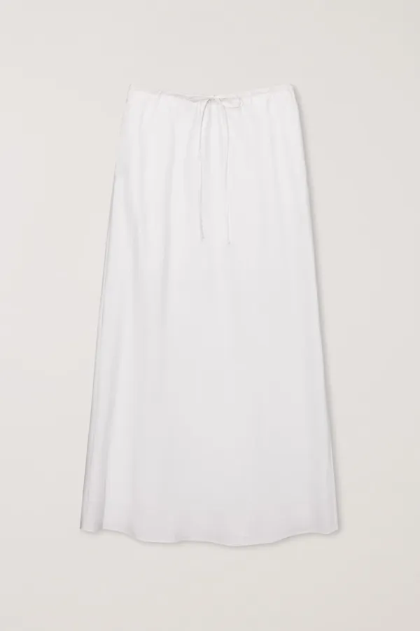 LINEN MAXI SKIRT WHITE_UDSK6B221WT
