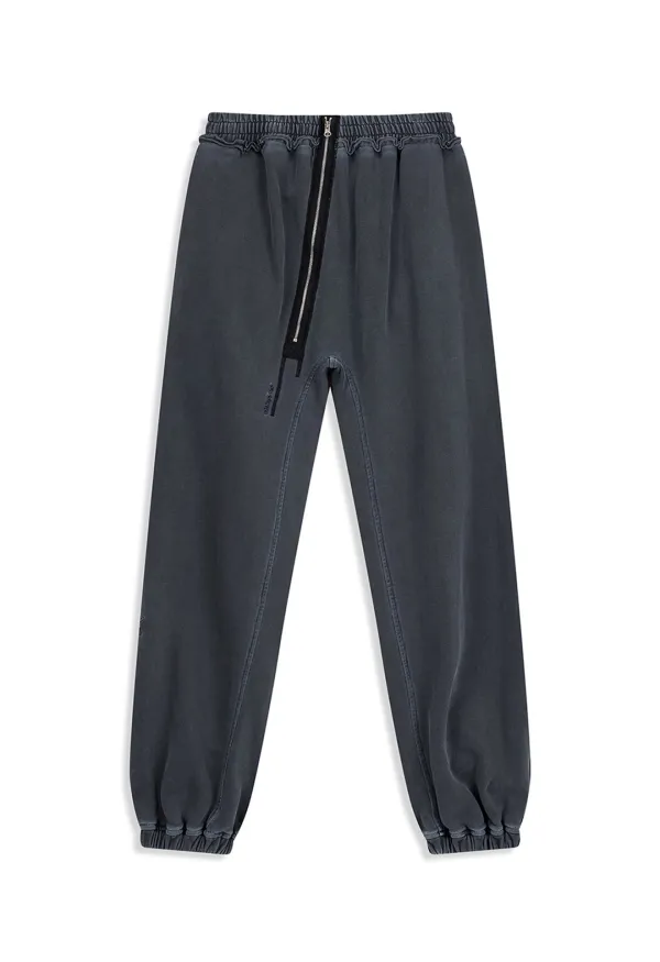 CURVED ZIP SWEAT PANTS, MIDNIGHT BLUE