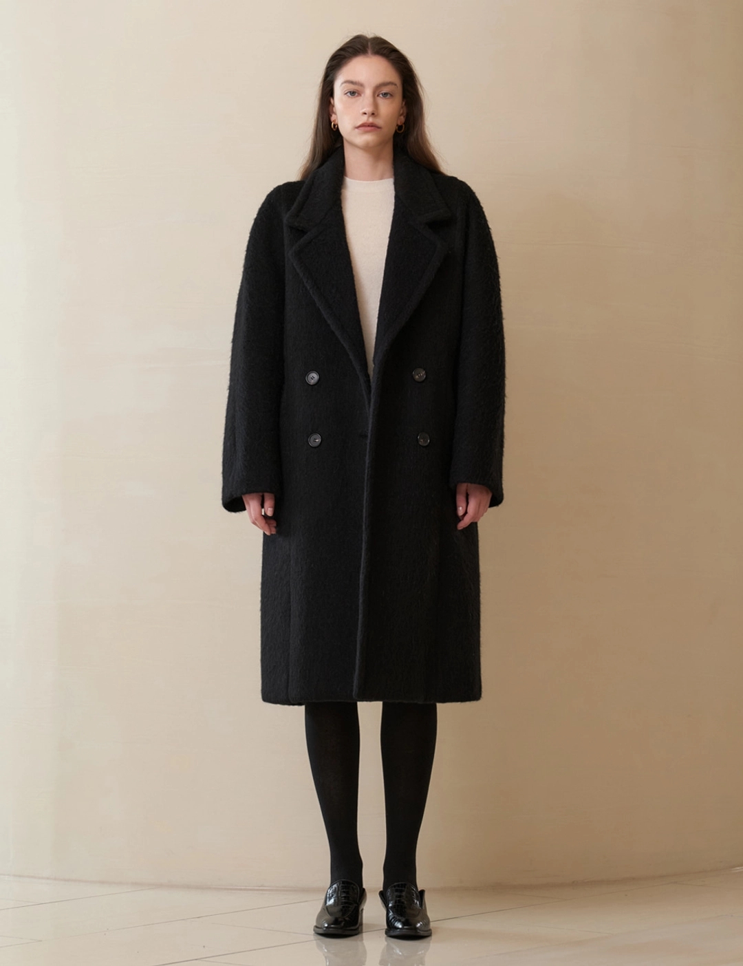 노미나떼 Henri Alpaca Blend Double Coat (Black) 상품 이미지 2