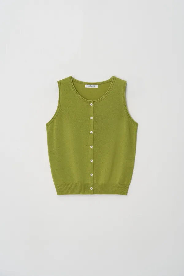 Paper Button Sleeveless Knit