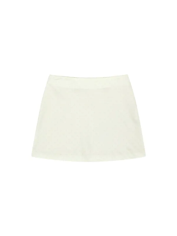 Polka Dot Satin Mini Skirt Ivory