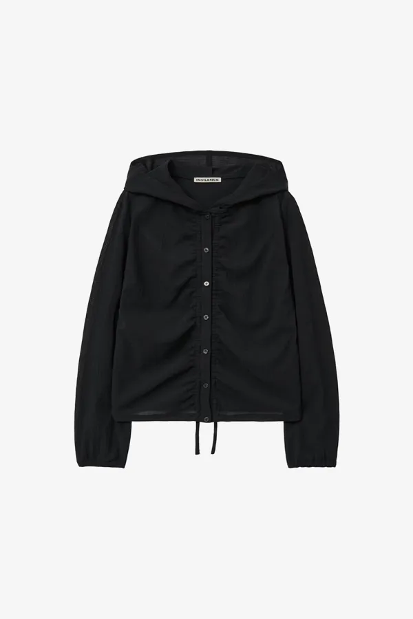 텍스쳐드 셔링 후드 셔켓 BLACK