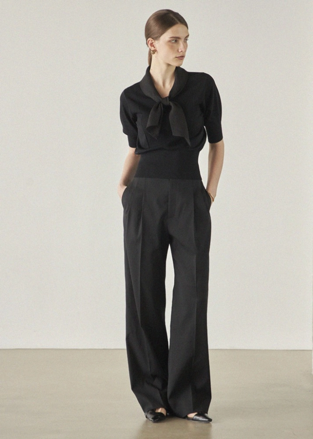 메종드이네스 TWO PINTUCK SLACKS_BLACK 상품 이미지 2