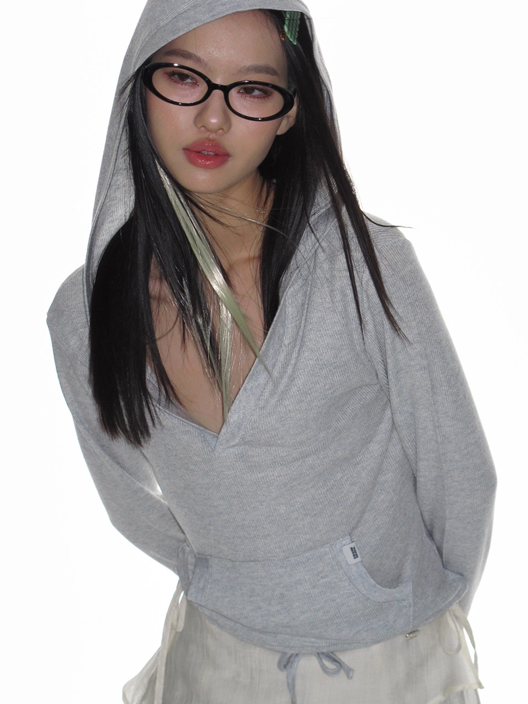 크랭크 SOFT RIB HOODED TOP_LIGHT MELANGE GREY 상품 이미지 3