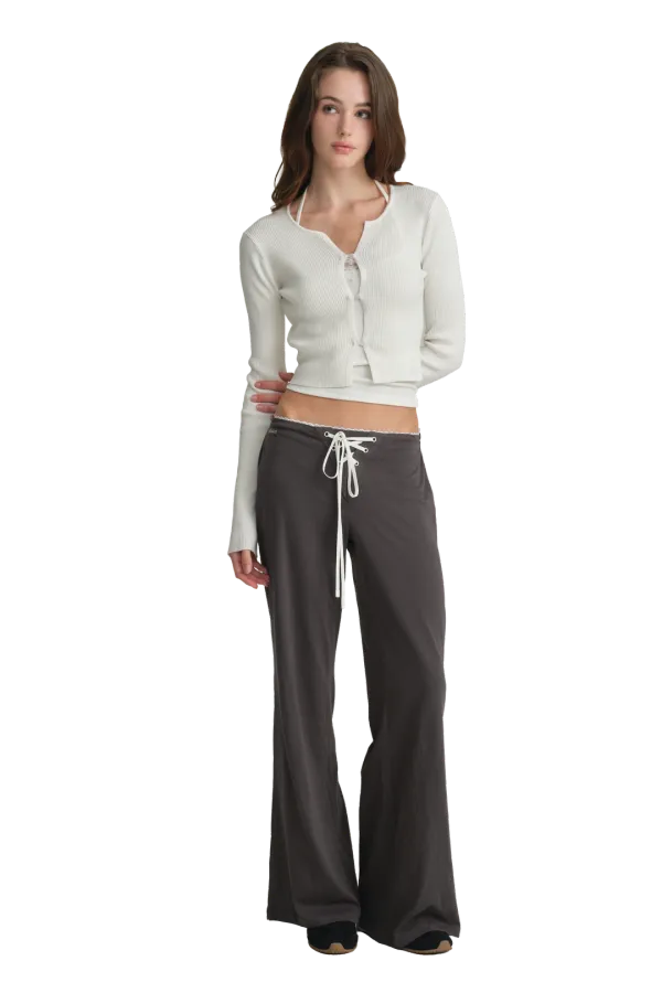 Ivy lace-up pants, Charcoal