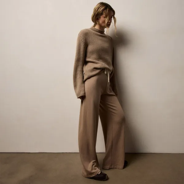 Vintage French Terry Wide Leg Sweatpant - Coffee Pigment