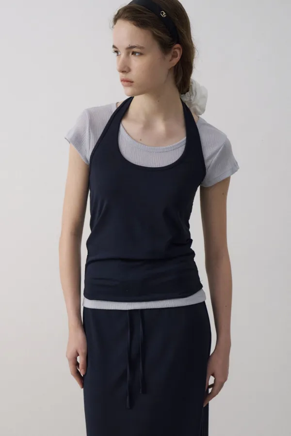 Tencel Halter Neck Sleeveless[LMBFSUTT624]-Navy