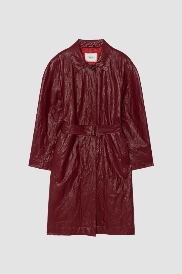 LEATHER LONG TRENCH COAT_BURGUNDY