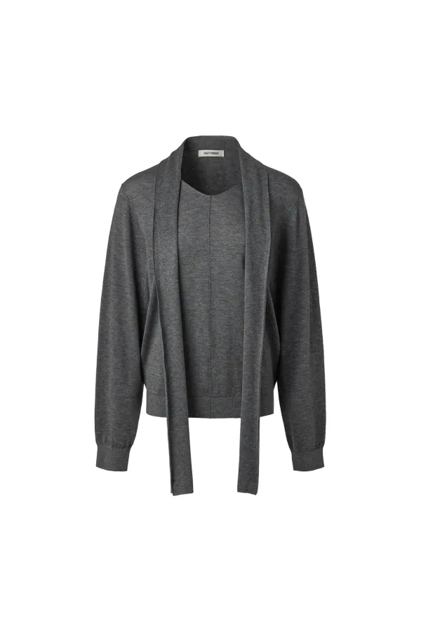 V-NECK MUFFLER KNIT [GREY]
