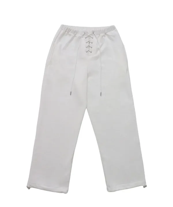 EYELET WIDE SWEATPANTS WHITE