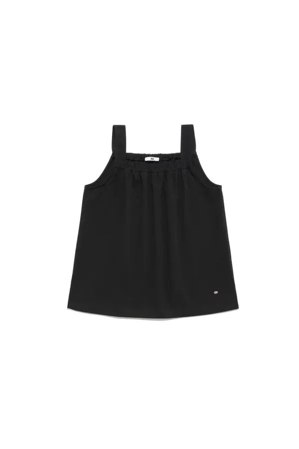 Shirring Sleeveless Top Black