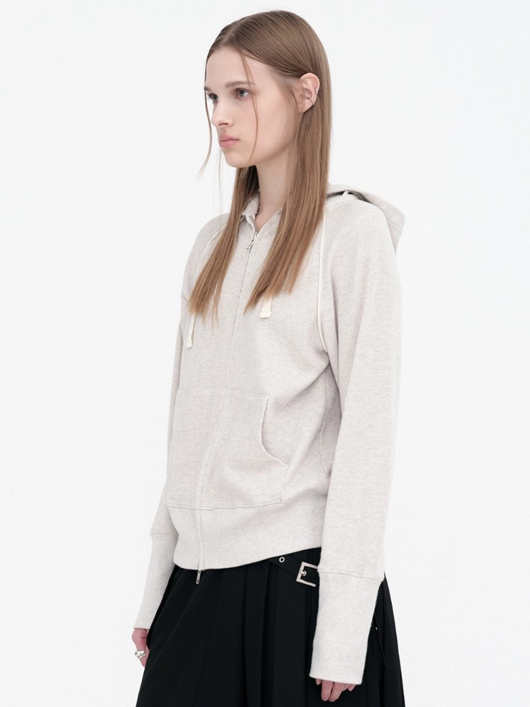 밀로 우먼 Bound Hood Zip Up [Melange Gray] 상품 이미지 2