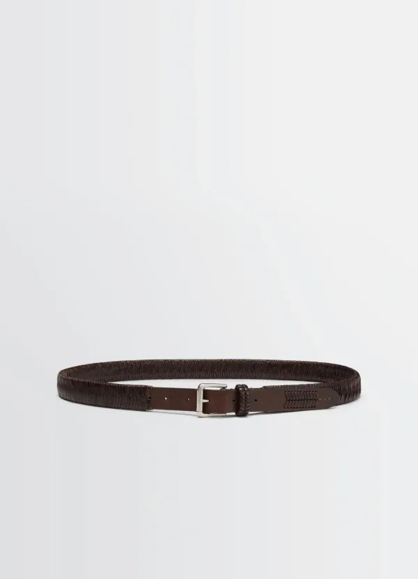 WEAVED BELT 25MM IN LEATHER