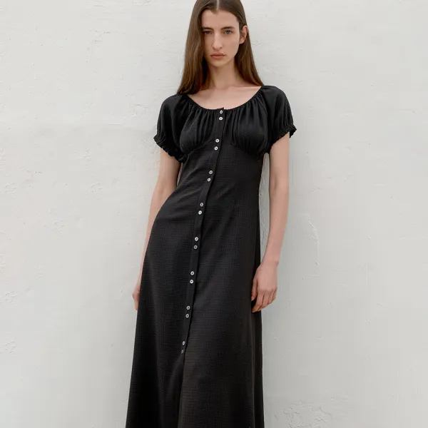 (OP-6276)BLOOMING SHIRRING LONG DRESS