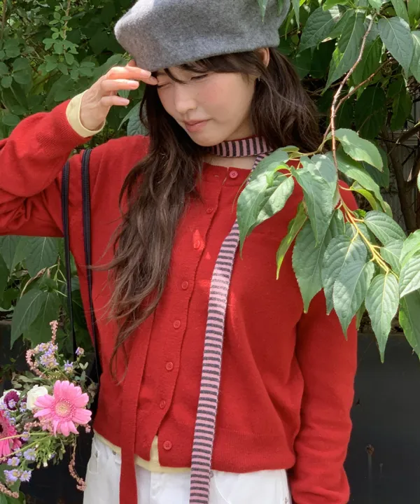 BASIC WOOL ARCHIVE CARDIGAN RED
