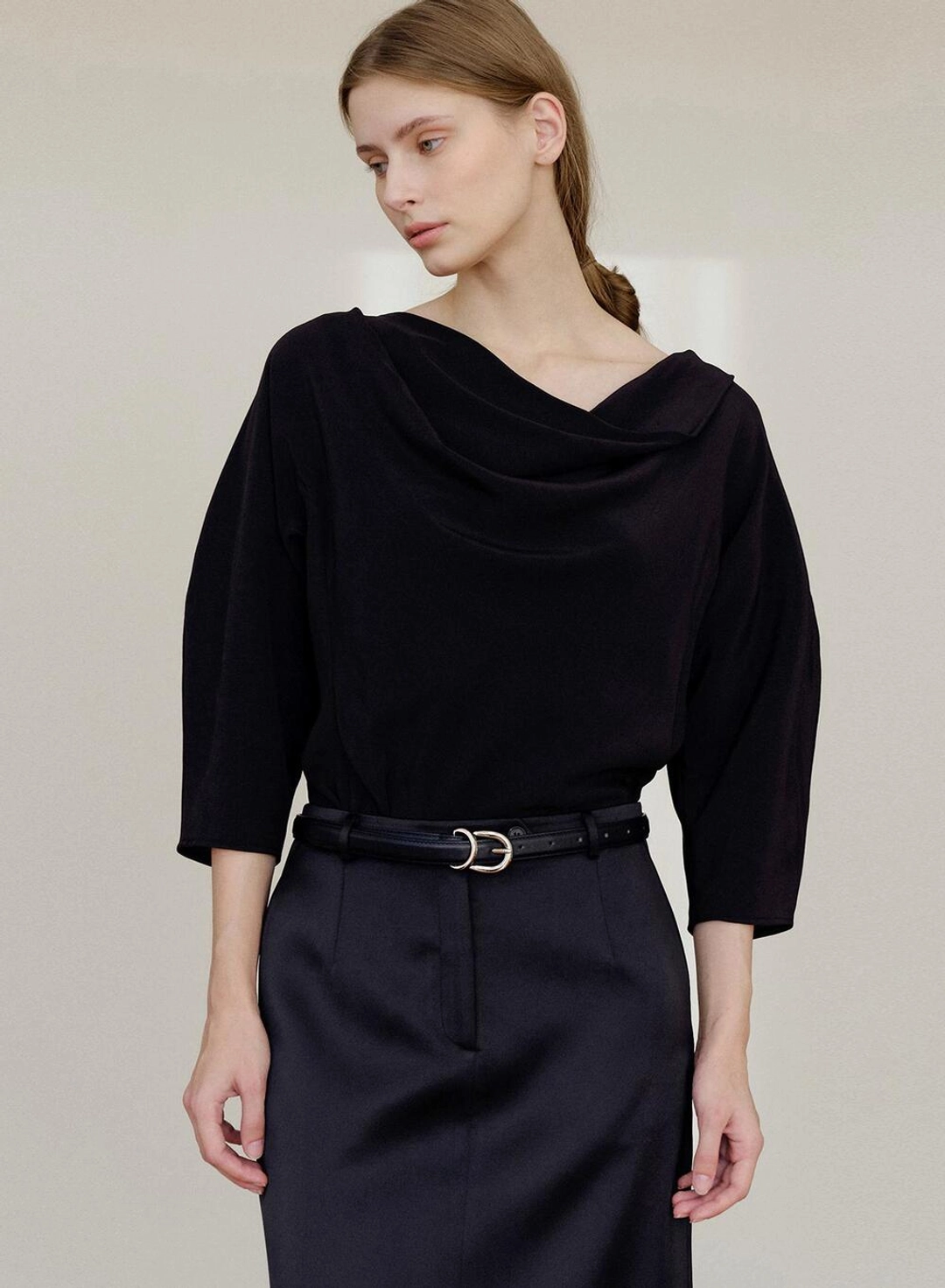 킨더살몬 [RESTOCK] Silver Buckle Leather Belt Black 상품 이미지 2