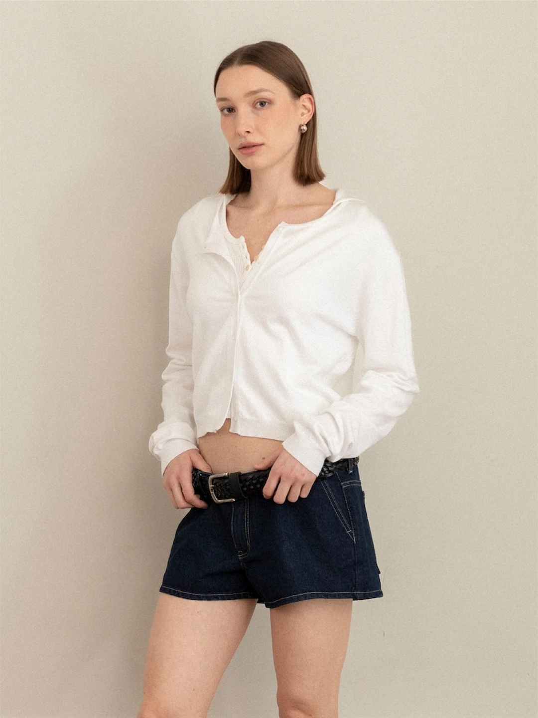 글로니 G EASY FIT KNIT CARDIGAN (WHITE) 상품 이미지 2