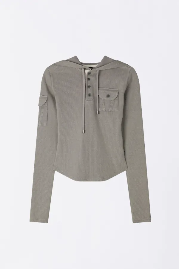 Washed Pocket Hoodie Gray