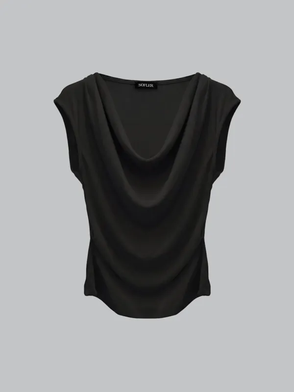SANDY SHIRRING TOP_BLACK