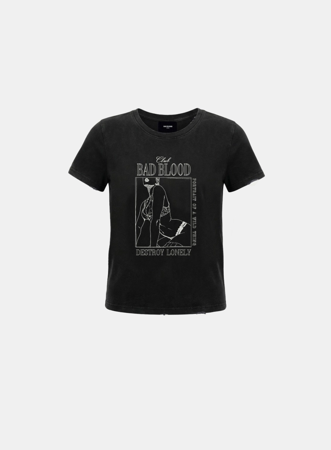 배드블러드 [w-tee26-141] Lonely Girl Short Sleeve T-Shirt - Black 상품 이미지 1