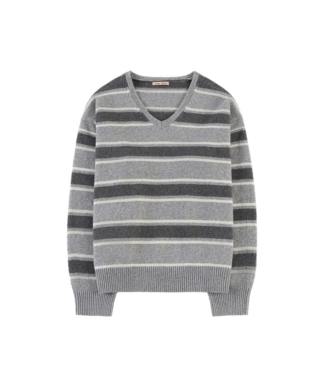 반원 아뜰리에 KN4280 스트라이프 브이넥 니트_Melange gray 상품 이미지 1