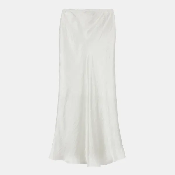 wrinkled satin bias skirt (white)