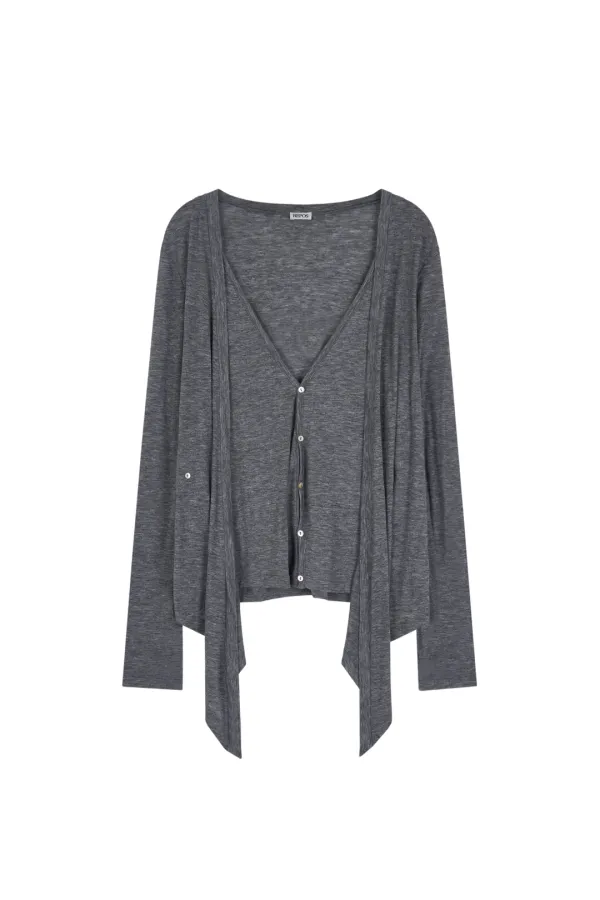 DOUBLE LAYERED CARDIGAN (M GREY)