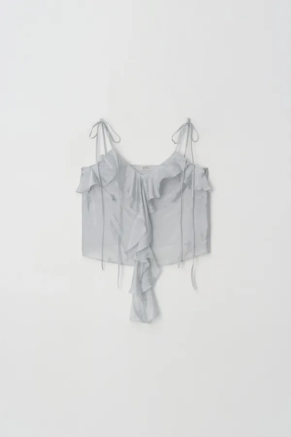Embroidered Ruffle Blouse (light blue)