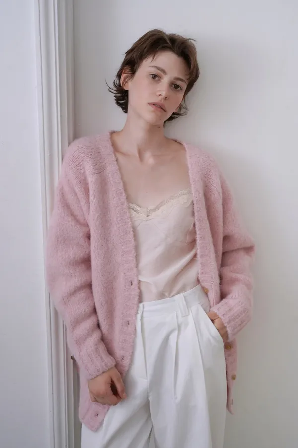 Softy alpaca cardigan_pink