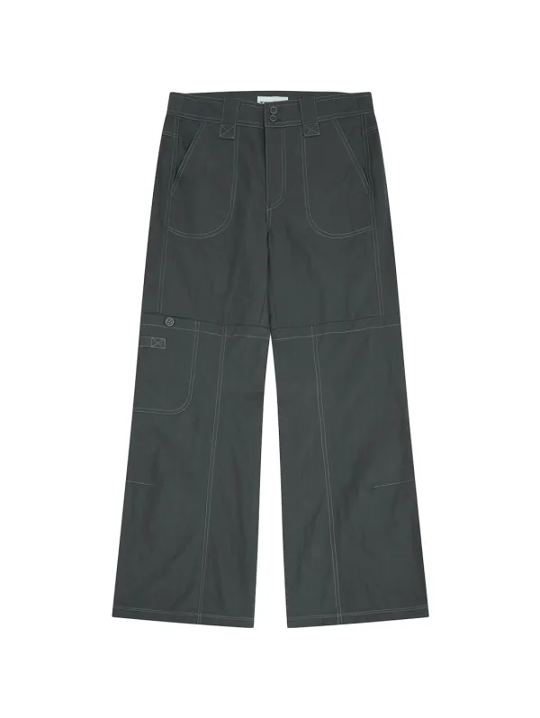 CONTRAST STITCH POCKET PANTS [CHARCOAL]