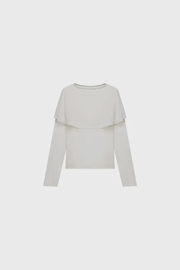 Velvet Jersey Cape T-Shirt (Ivory / Gray / Black / Khaki)