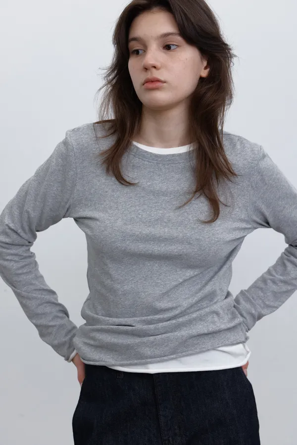 [4차] Easy cotton layered t-shirt (gray)