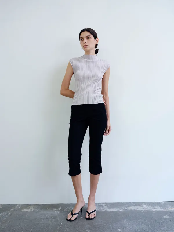 TIR PLEATED KNIT TOP_GREY