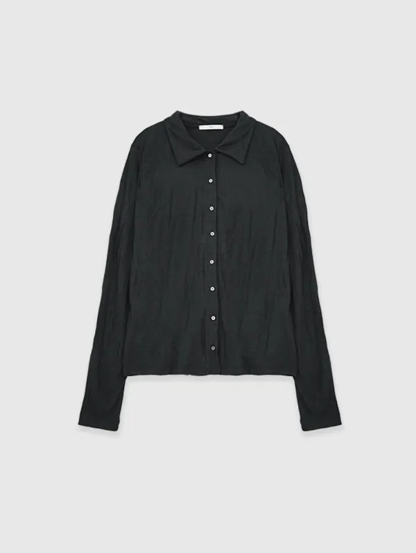 Crinkle Collar Cardigan (Charcoal)