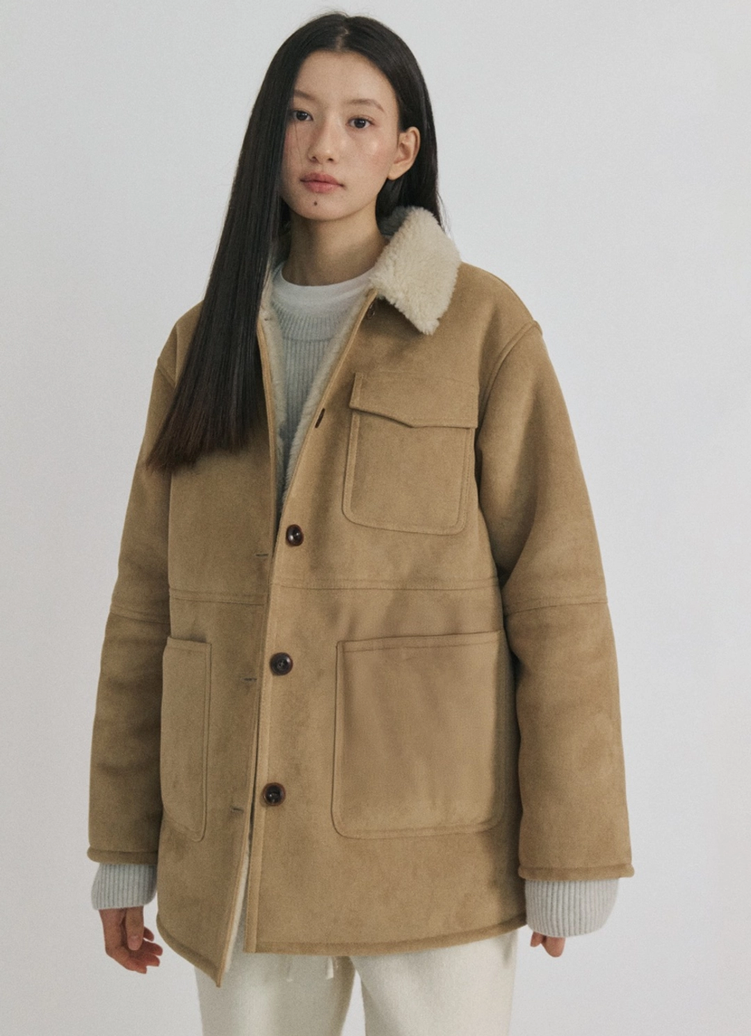 스텝어라운드 Merino Shearling Pocket Mustang_BEIGE 상품 이미지 2