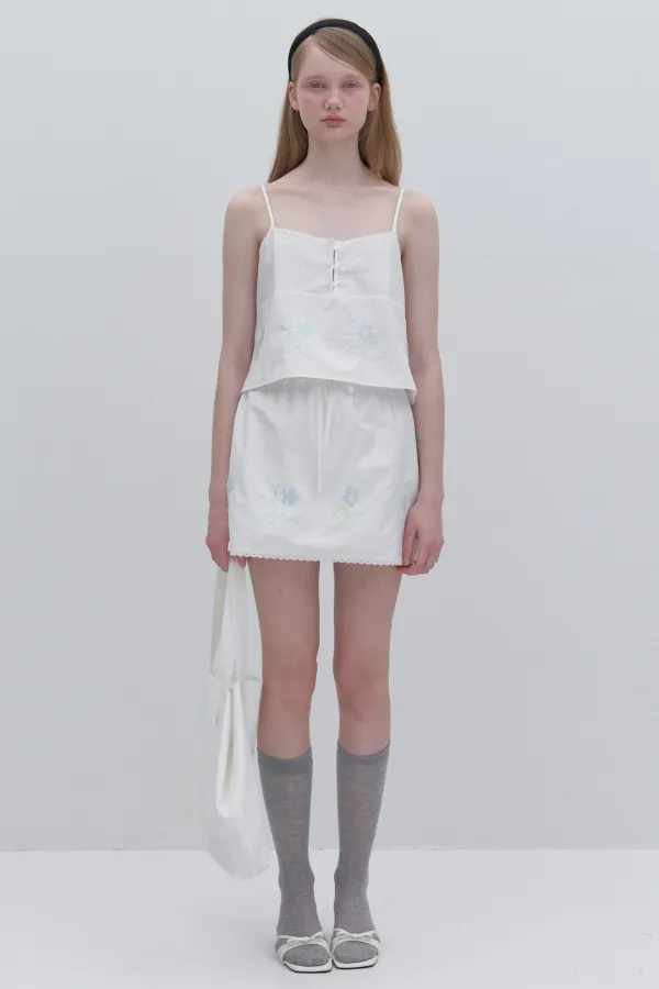 (3rd Re-stock) Cross-stitch Skirt (White)