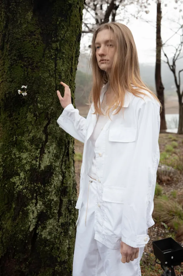 Cotton Field Shacket (White / Black)