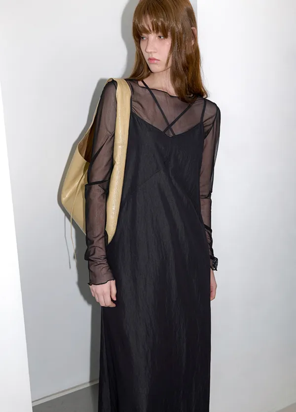 (OP-6325)V-NECK BACK STRING SLEEVELESS DRESS