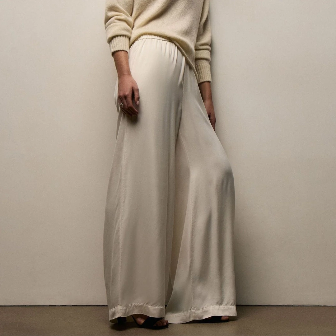 제임스펄스 Satin Drawstring Wide Leg Pant - Ivory Pigment 상품 이미지 1
