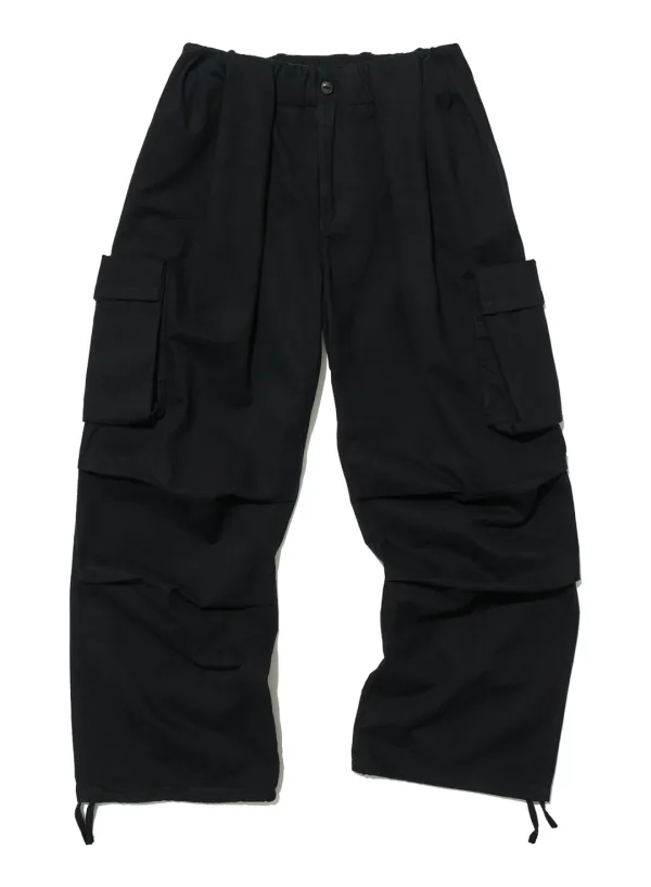 [WOMEN] GATHERED WAIST CARGO PANTS_BLACK